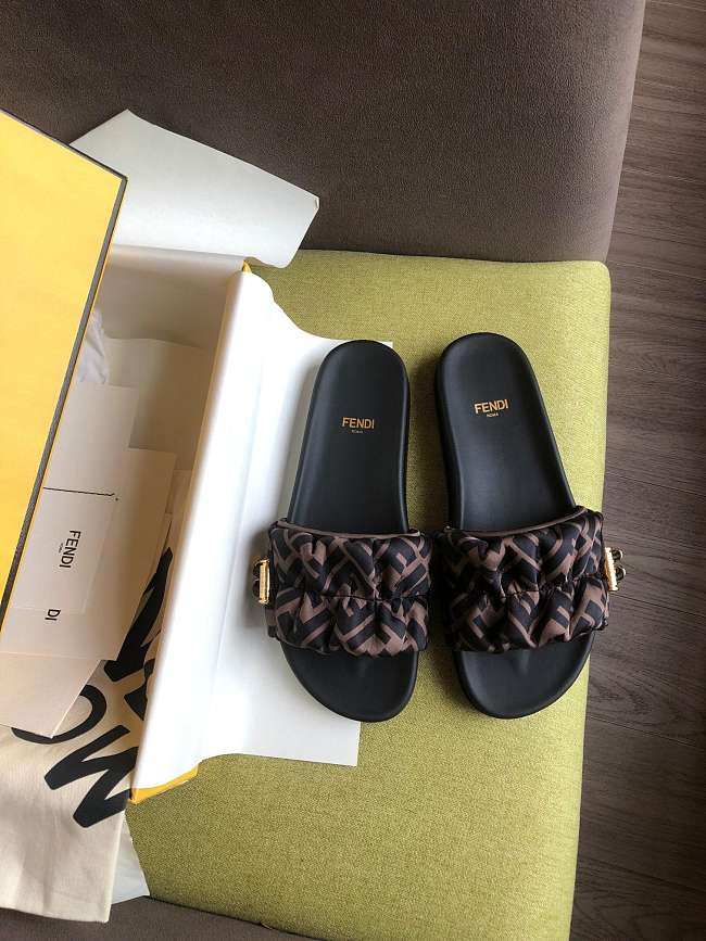 Fendi VERTIGO Brown satin slides - 8X8142AE7SF0R7V - 1