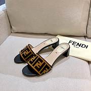 Fendi Brown Velvet Zucca Slide Sandals - 2