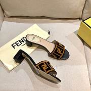 Fendi Brown Velvet Zucca Slide Sandals - 5