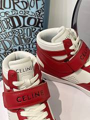 Celine CT-03 Trainer High Top With Scratch Sneakers Optic White Red - 3