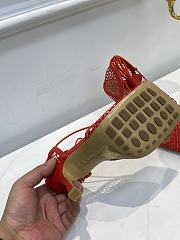 Bottega Veneta Red Stretch Fishnet Mesh Heels - 2