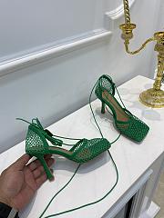 Bottega Veneta Green Stretch Fishnet Mesh Heels - 4