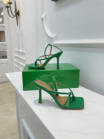 Bottega Veneta Green Strappy Stretch Heeled Sandals