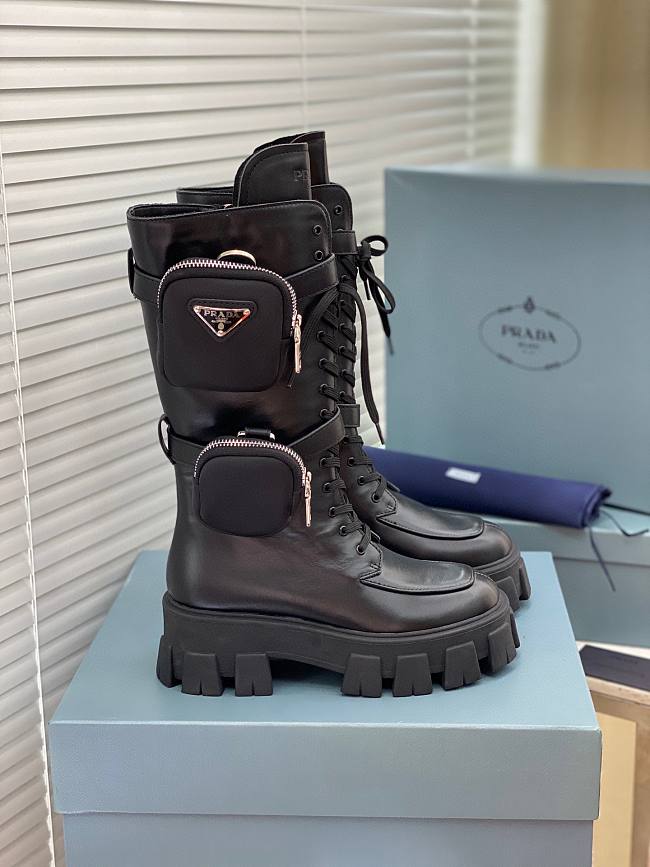 Prada Strapped Pouch Combat Boots 0077 - 1