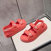 Chanel Red Rubber Dad Sandals - 5