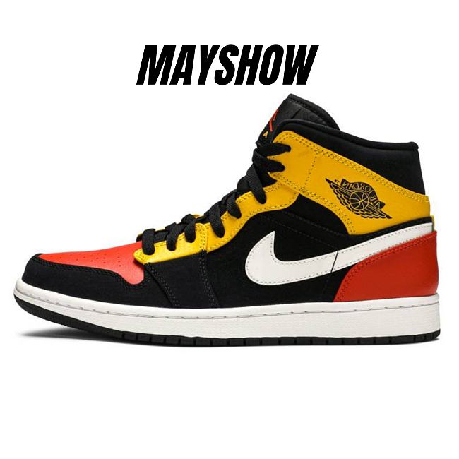 Air Jordan 1 Mid Black Amarillo Orange - 852542-087 - 1