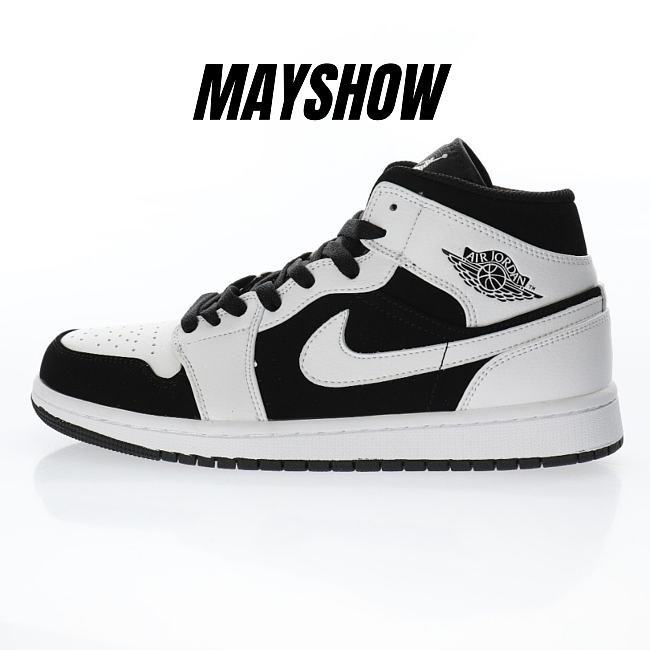 Air Jordan 1 Mid White Black - 554724-113  - 1