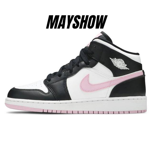 Air Jordan 1 Mid White Black Light Arctic Pink - 555112-103 - 1