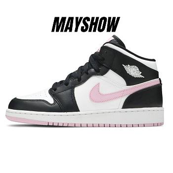 Air Jordan 1 Mid White Black Light Arctic Pink - 555112-103