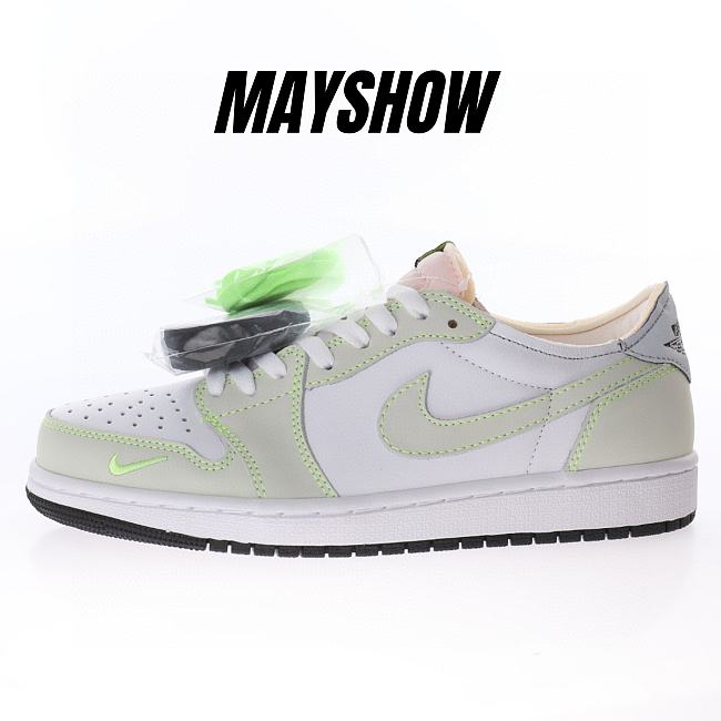 Air Jordan 1 Retro Low White Ghost Green Black - DM7837-103 - 1