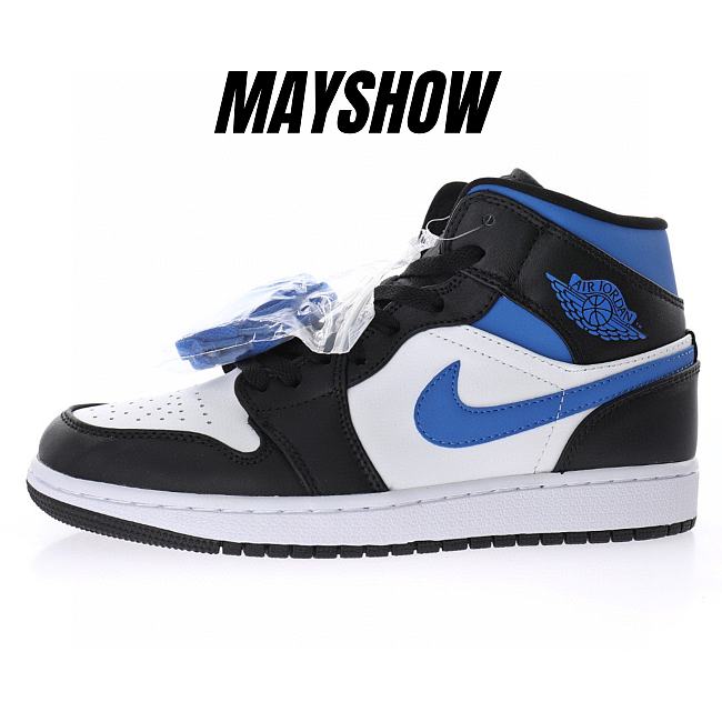 Air Jordan 1 Mid White Black Racer Blue - 554724-140 - 1