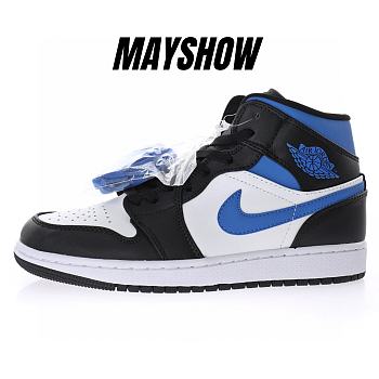 Air Jordan 1 Mid White Black Racer Blue - 554724-140