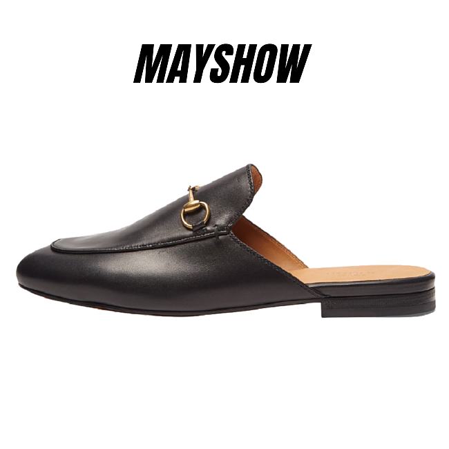 Black Leather Princetown Slipper - 423513 BLM00 1000 - 1