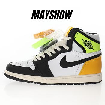 Air Jordan 1 Retro High White Black Volt University Gold - 555088-118