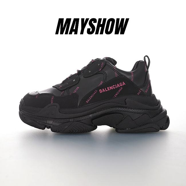 Balenciaga Triple S Allover Logo Black Pink - 524039W2FA11050 - 1