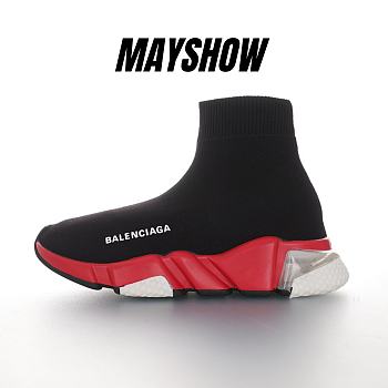 Balenciaga Speed Clear Sole Black Red - 607544W05GH1038