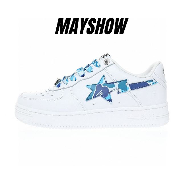 A Bathing Ape Bape Sta Low White ABC Camo Blue - 1