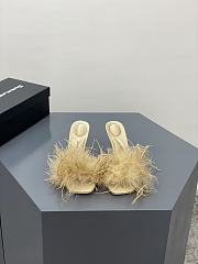 Alexander Wang lulu 85 feather slide sandal in beige satin - 2