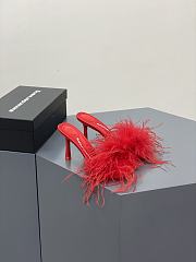 Alexander Wang lulu 85 feather slide sandal in red satin - 2