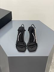 Alexander Wang ivy 85 diamante logo strap sandal black satin - 3