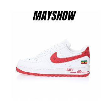 Louis Vuitton Nike Air Force 1 Low By Virgil Abloh White Red AEU3BM16M695-LD0212