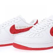 Louis Vuitton Nike Air Force 1 Low By Virgil Abloh White Red AEU3BM16M695-LD0212 - 2