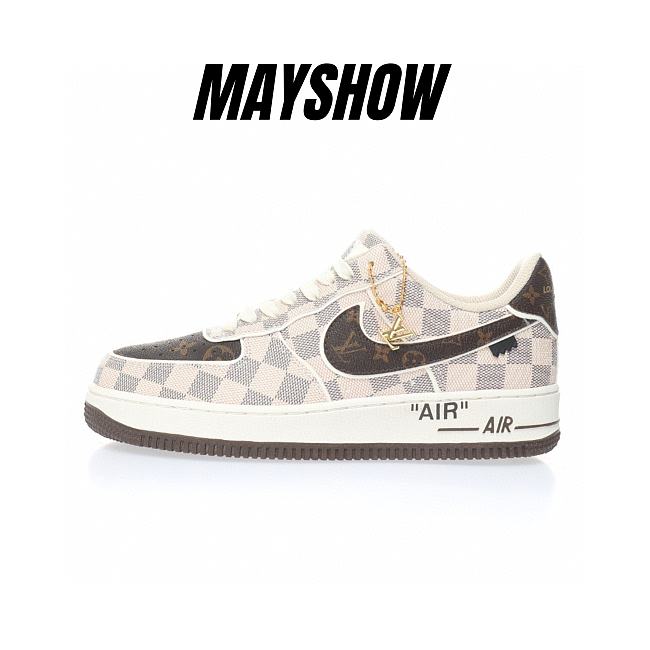 Nike Air Force 1 Low Louis Vuitton Reverse Monogram Brown Damier Azur - 1