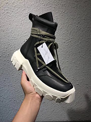 Rick Owens Leather Lace Up Hiking Boots Black Milk - 4