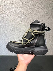 Rick Owens Leather Lace Up Hiking Boots Dirt Black - 5