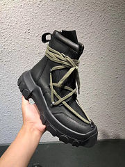 Rick Owens Leather Lace Up Hiking Boots Dirt Black - 4