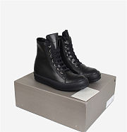 Rick Owens High Top Leather Sneakers Black In Black - 3