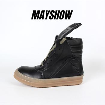 	 Rick Owens Zip Geobasket Sneakers Black Pelle