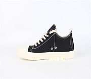 	 Rick Owens Low Top Leather Sneakers Black White - 2