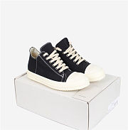 	 Rick Owens Low Top Leather Sneakers Black White - 3