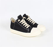 	 Rick Owens Low Top Leather Sneakers Black White - 5