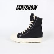 	 Rick Owens High Top Leather Sneakers Black White - 1