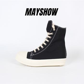 	 Rick Owens High Top Leather Sneakers Black White