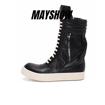 Rick Owens Leather Sneaker Boots in Black