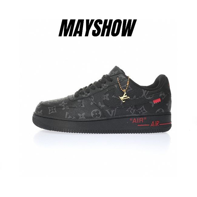 Louis Vuitton Nike Air Force 1 Low By Virgil Abloh Black Red 1A9VD8 - 1