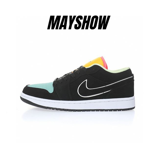 Air Jordan 1 Low Black Aurora Green Laser Orange - CK3022-013 - 1