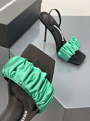 	 Alexander Wang julie 105 scrunchie slingback heel in green satin - 5