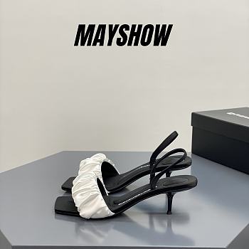 	 Alexander Wang julie 55 scrunchie slingback heel in white satin