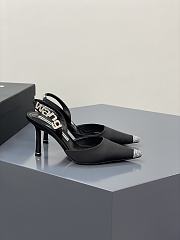 Alexander Wang grace crystal toe satin 85 slingback pumps in black - 4