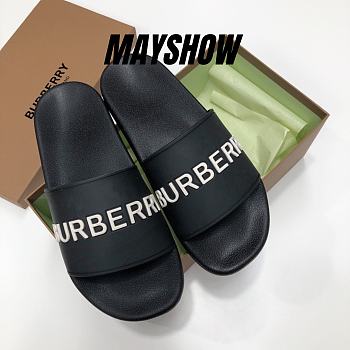 	 Burberry Embossed Logo Slides Black White