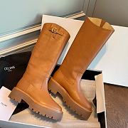 Celine Buckled High Boot In Calfskin Tan - 3