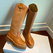 	 Celine Buckled High Boot In Calfskin Light Tan - 4