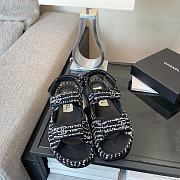 Chanel Black White Tweed Dad Sandals - 4