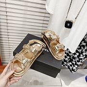 Chanel Golden Quilted Leather Dad Sandals - 5