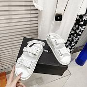 Chanel Full White Quilted Leather Dad Sandals - 5