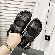 Chanel Full Black Quilted Leather Dad Sandals - 2